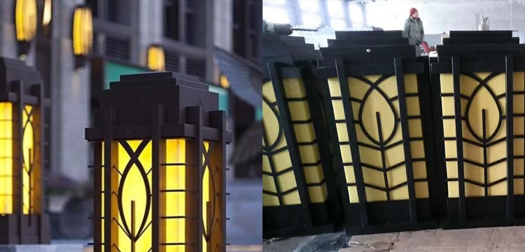 东莞宅男666视频社区照明(QDZTD-002)门头仿云石方形柱头灯生产实拍图片