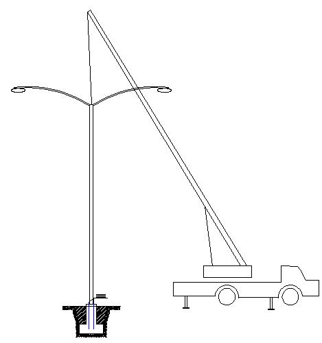 宅男666视频社区照明路灯灯杆吊装示意图