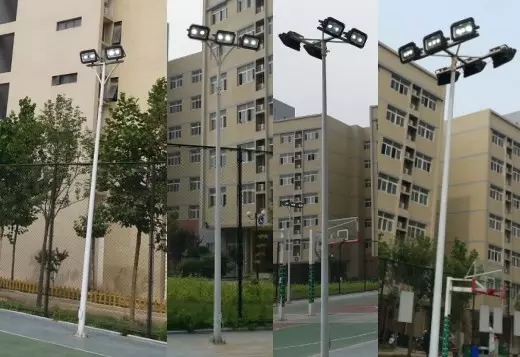 东莞宅男666视频社区照明户外篮球场照明灯具LED投光灯+立杆实景图片