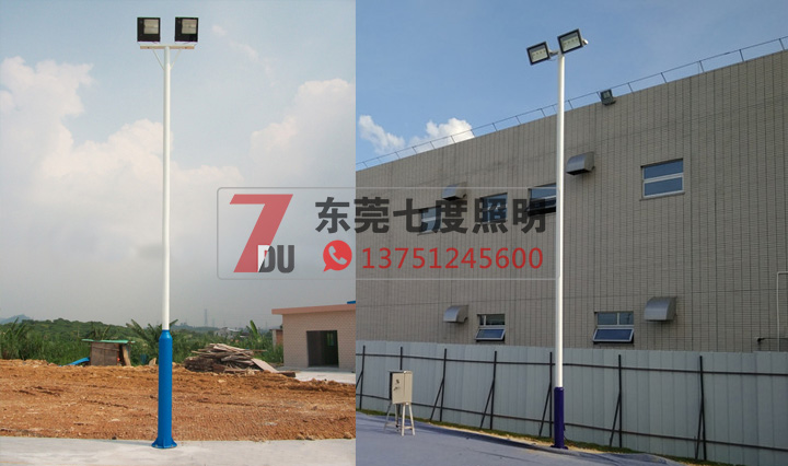户外篮球场照明灯杆样式二：等径大小杆样式图片