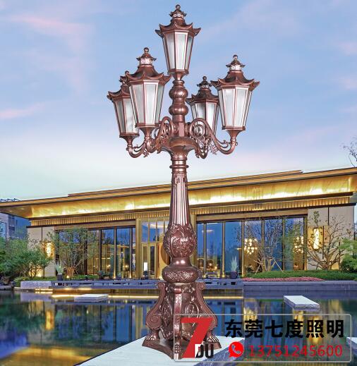 宅男666视频社区精铸仿古欧式5头庭院灯咖啡色