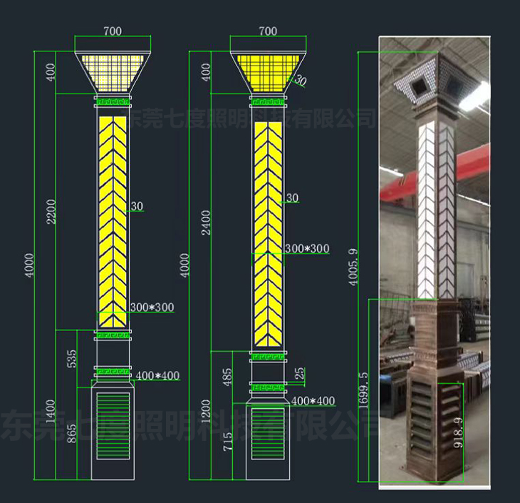 (QDJGDZ-033)广场4米方形中式特色宅男在线观看柱定制生产图纸